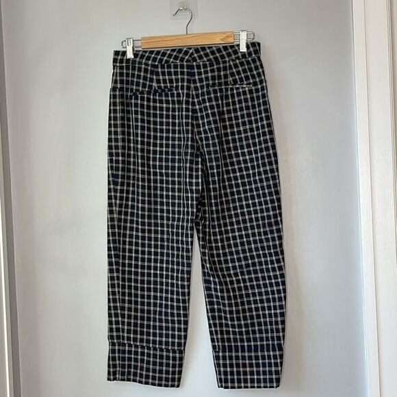 Zara Checkered Plaid Pants Cropped Cuff Small - Picture 2 of 9